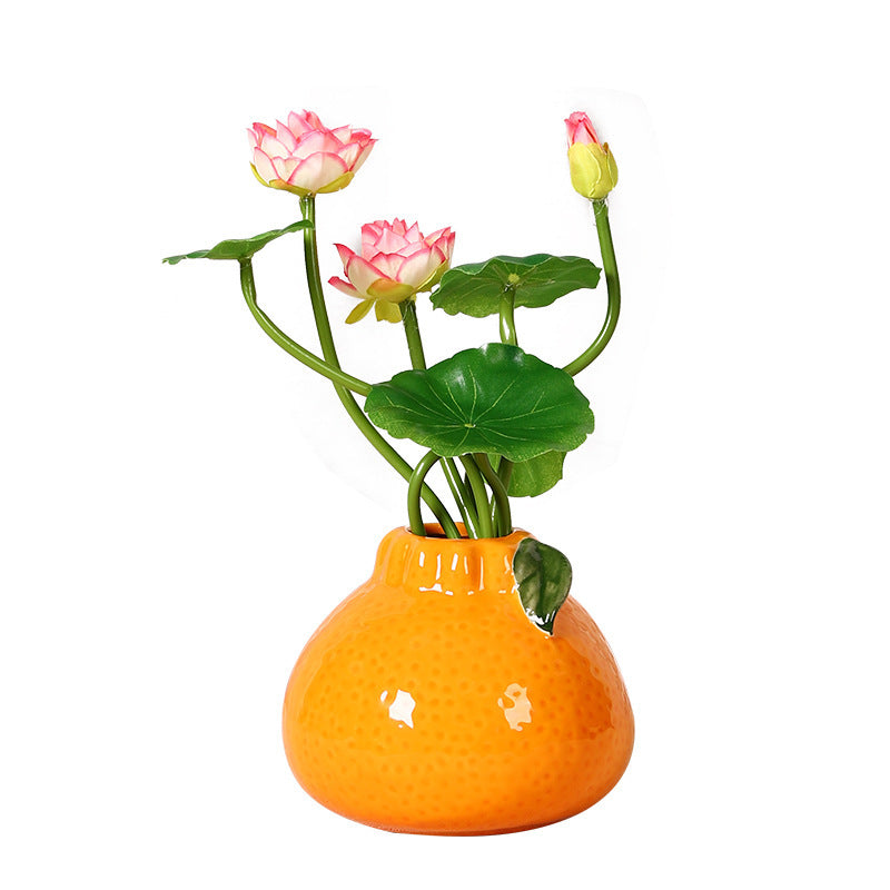 Creative Fruit-Shaped Orange Ceramic Vase Flower