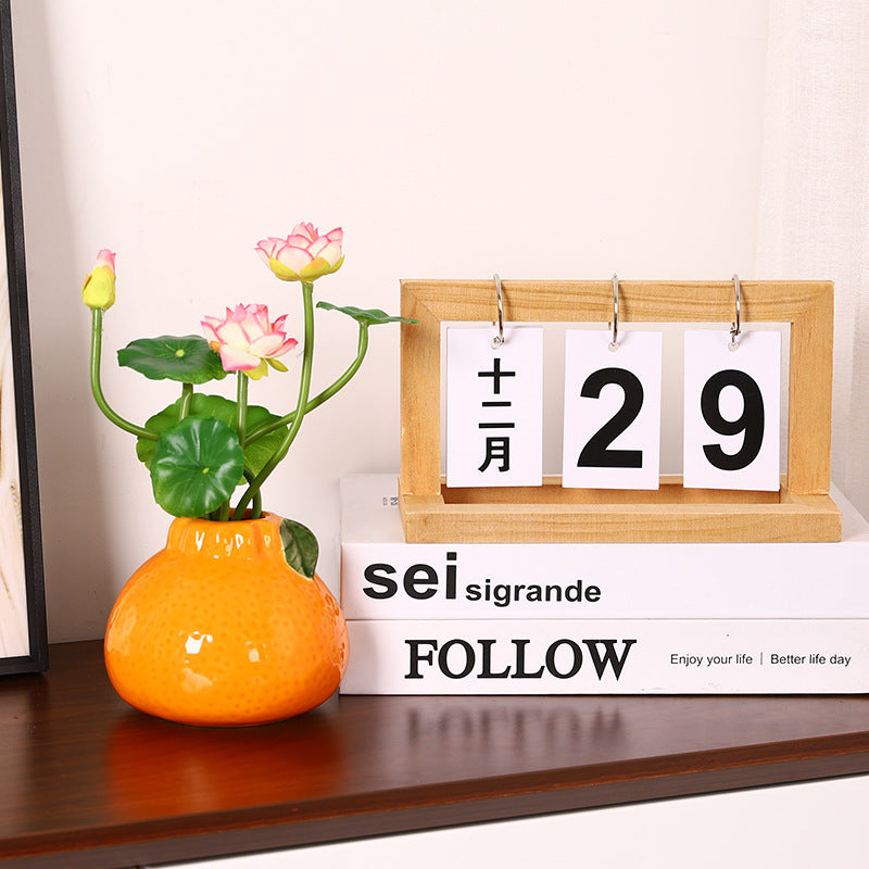 Creative Fruit-Shaped Orange Ceramic Vase Flower