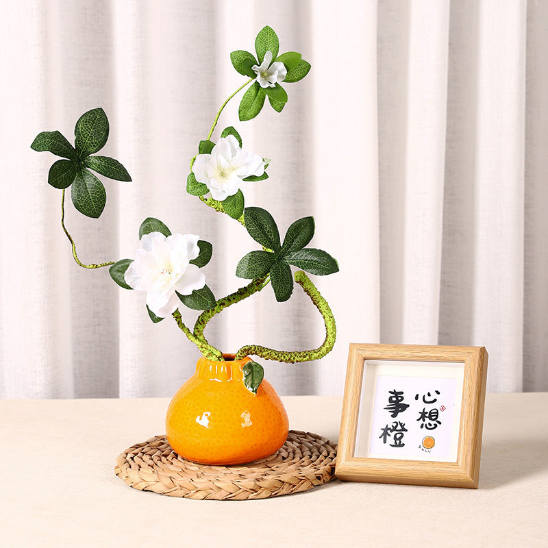 Creative Fruit-Shaped Orange Ceramic Vase Flower